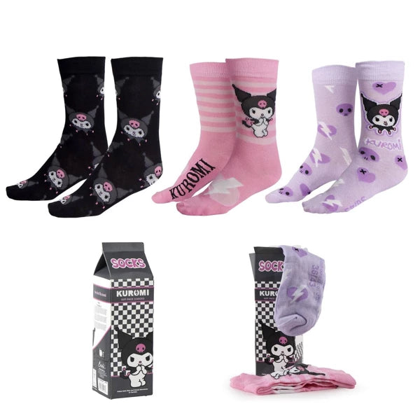HELLO KITTY - Kuromi - 3-pak sokker