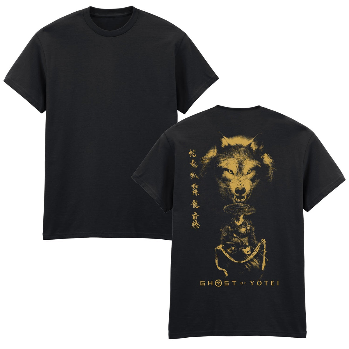 GHOST OF YOTEI - WOLF MONTAGE GOLD T-SHIRT