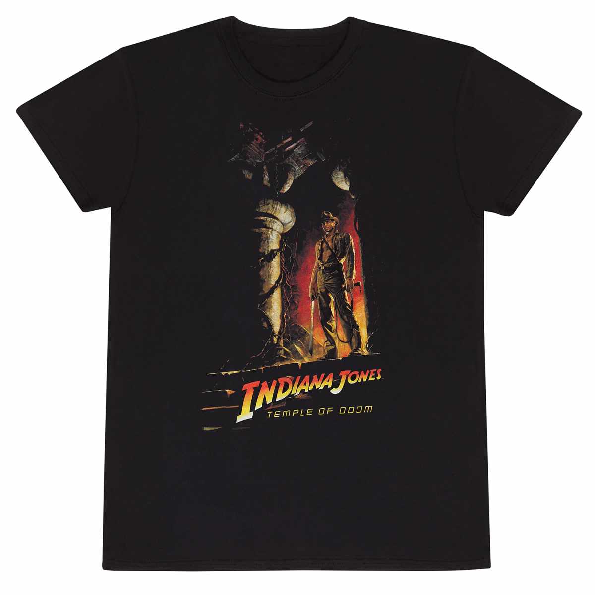 Indiana Jones – Temple Of Doom Poster (Unisex Black T-Shirt) Medium