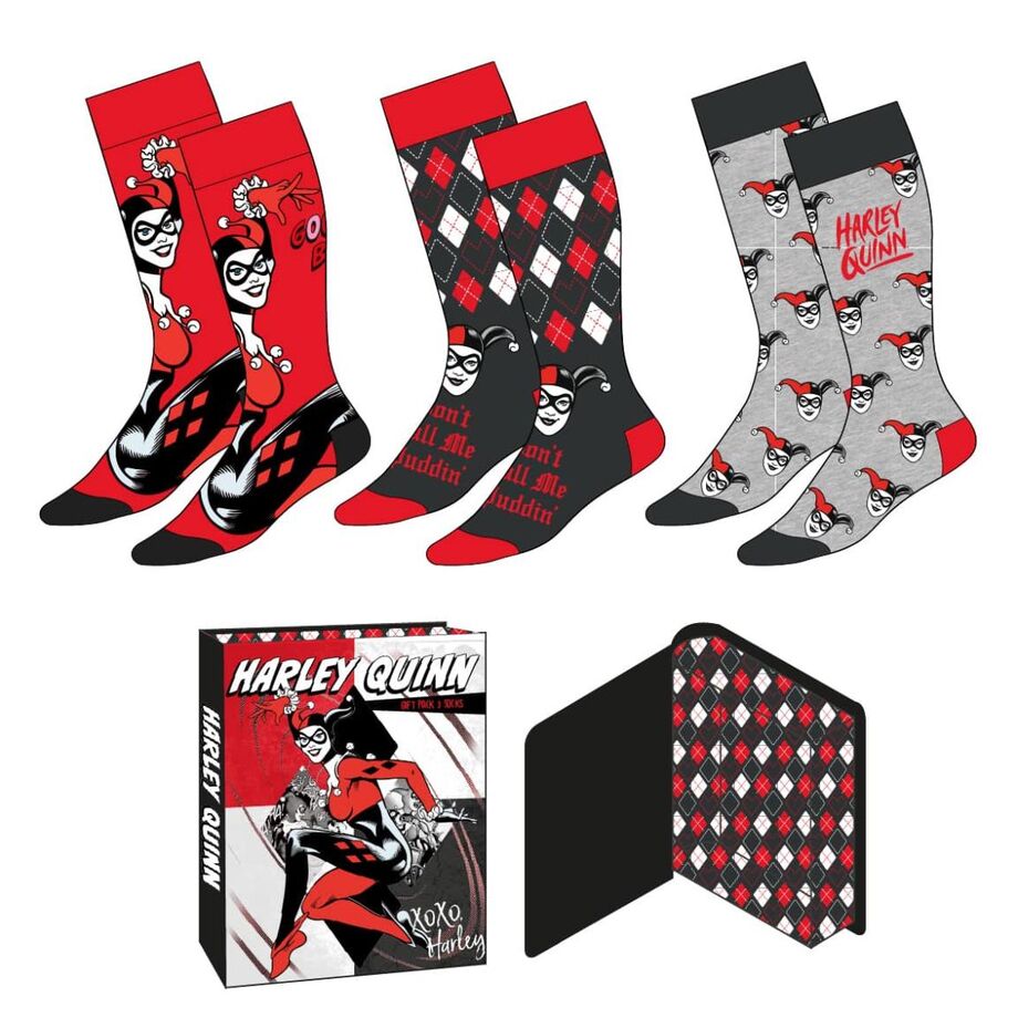 DC Comics Harley Quinn 3 pak sokker 36/43