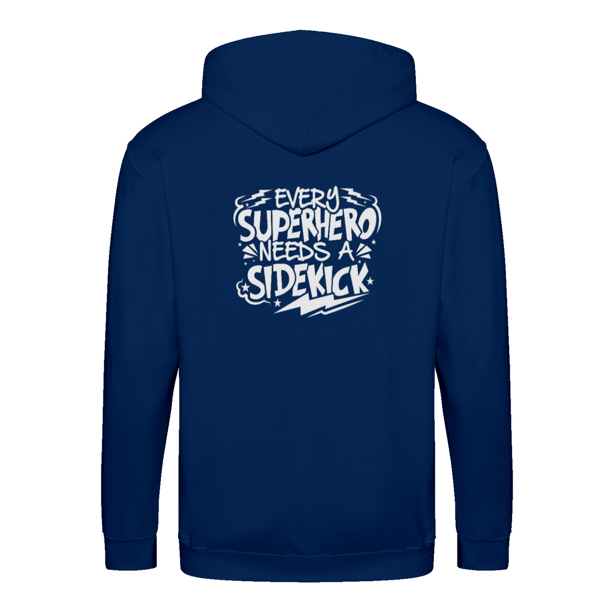 Superhero Needs A Sidekick zip hoodie – Sjovt statement