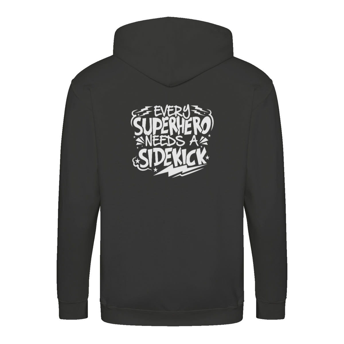 Superhero Needs A Sidekick zip hoodie – Sjovt statement – produktbillede 5