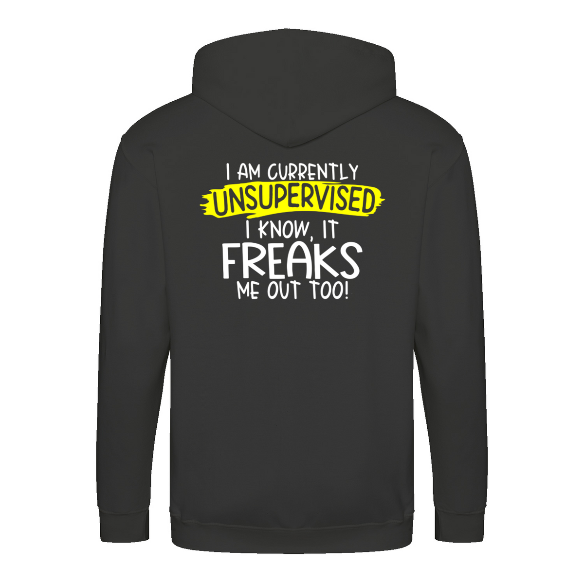 Unsupervised zip hoodie – Sjovt statement – produktbillede 5