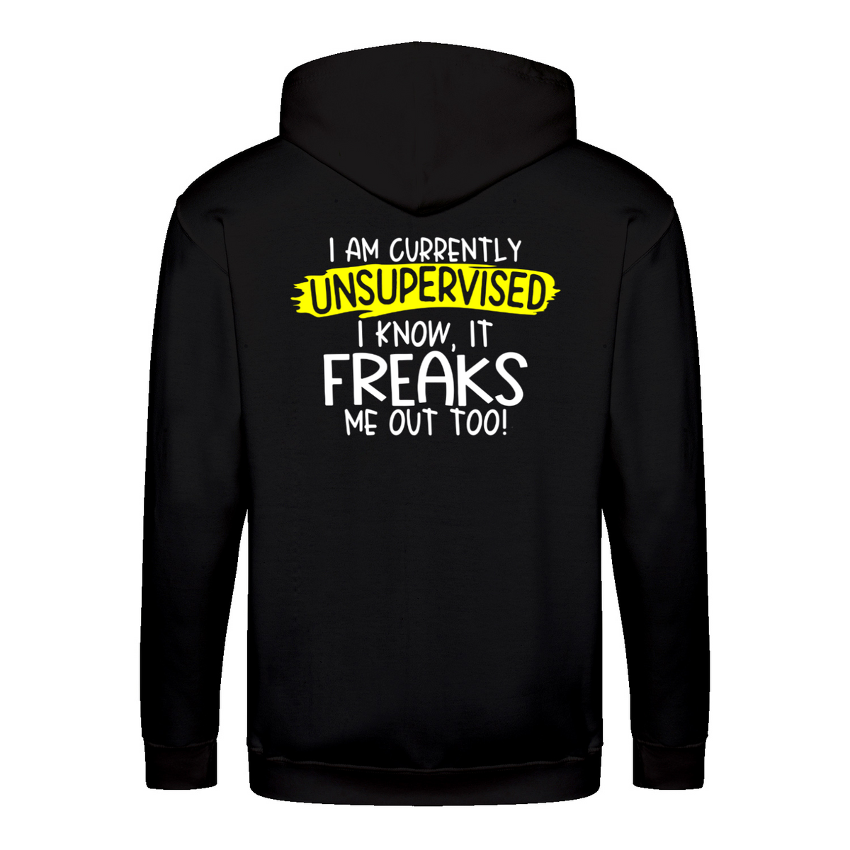 Unsupervised zip hoodie – Sjovt statement – produktbillede 3