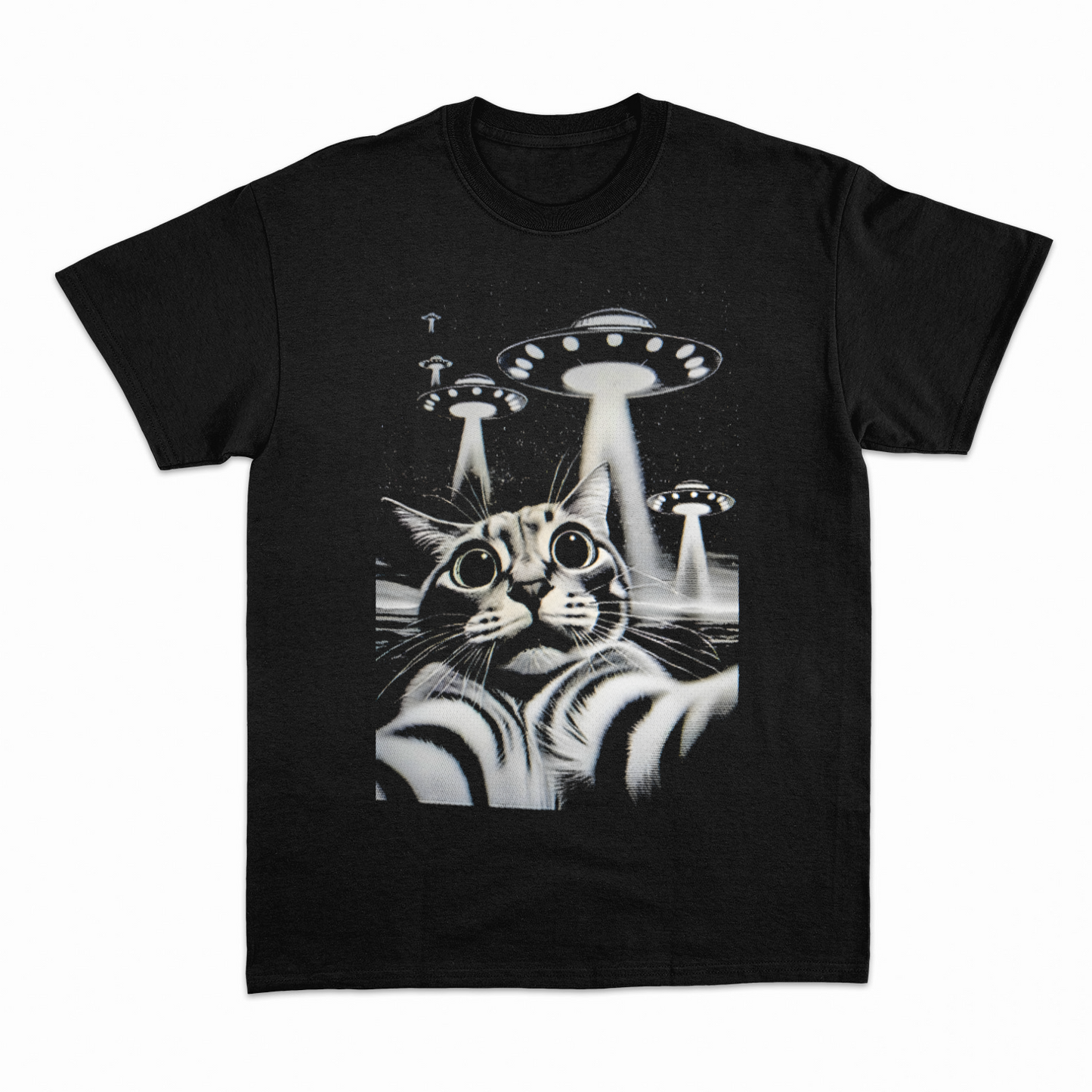 Cat selfie UFO - Heavier fabric t-shirt