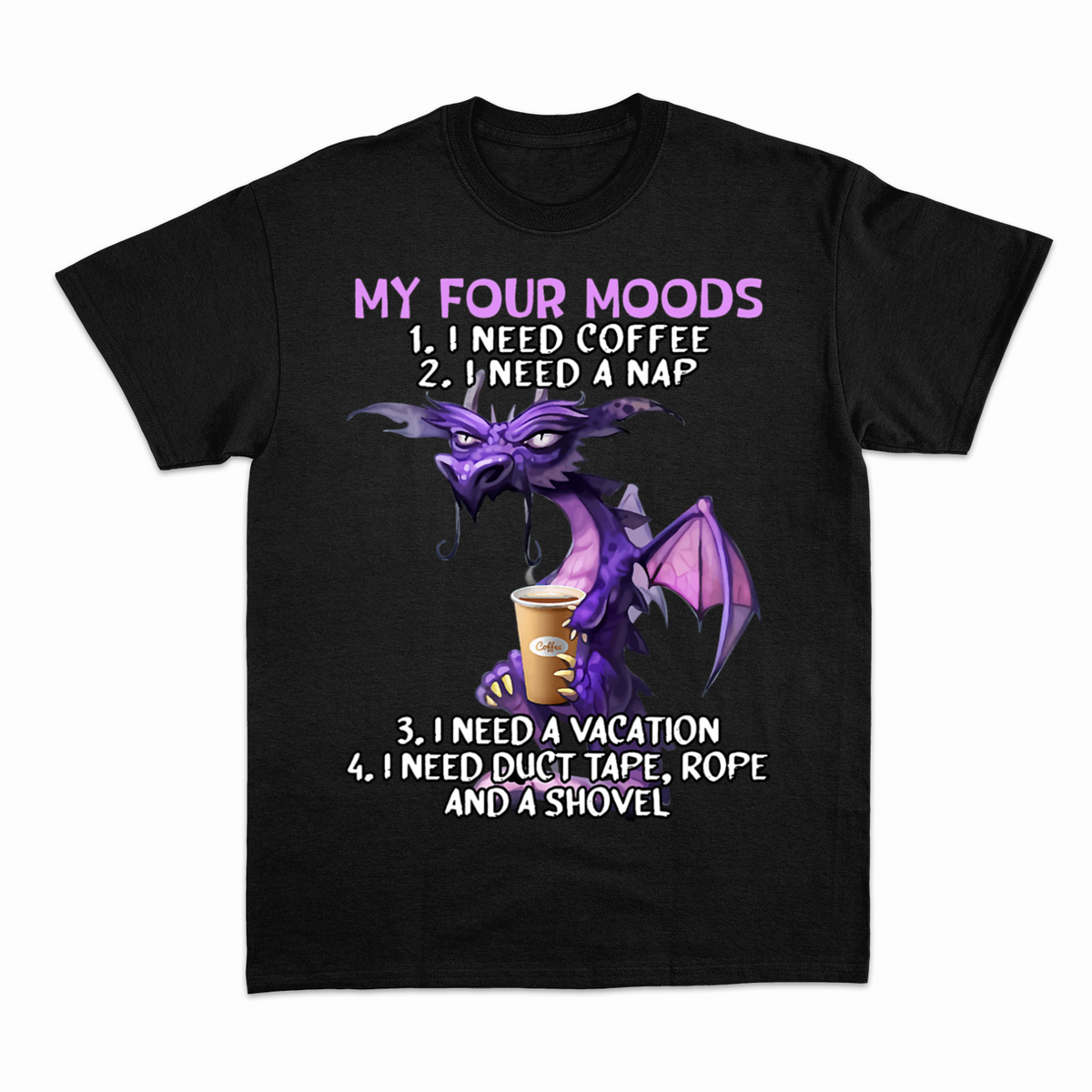 Four Moods T-shirt – Sjov statement T-shirt – produktbillede 11