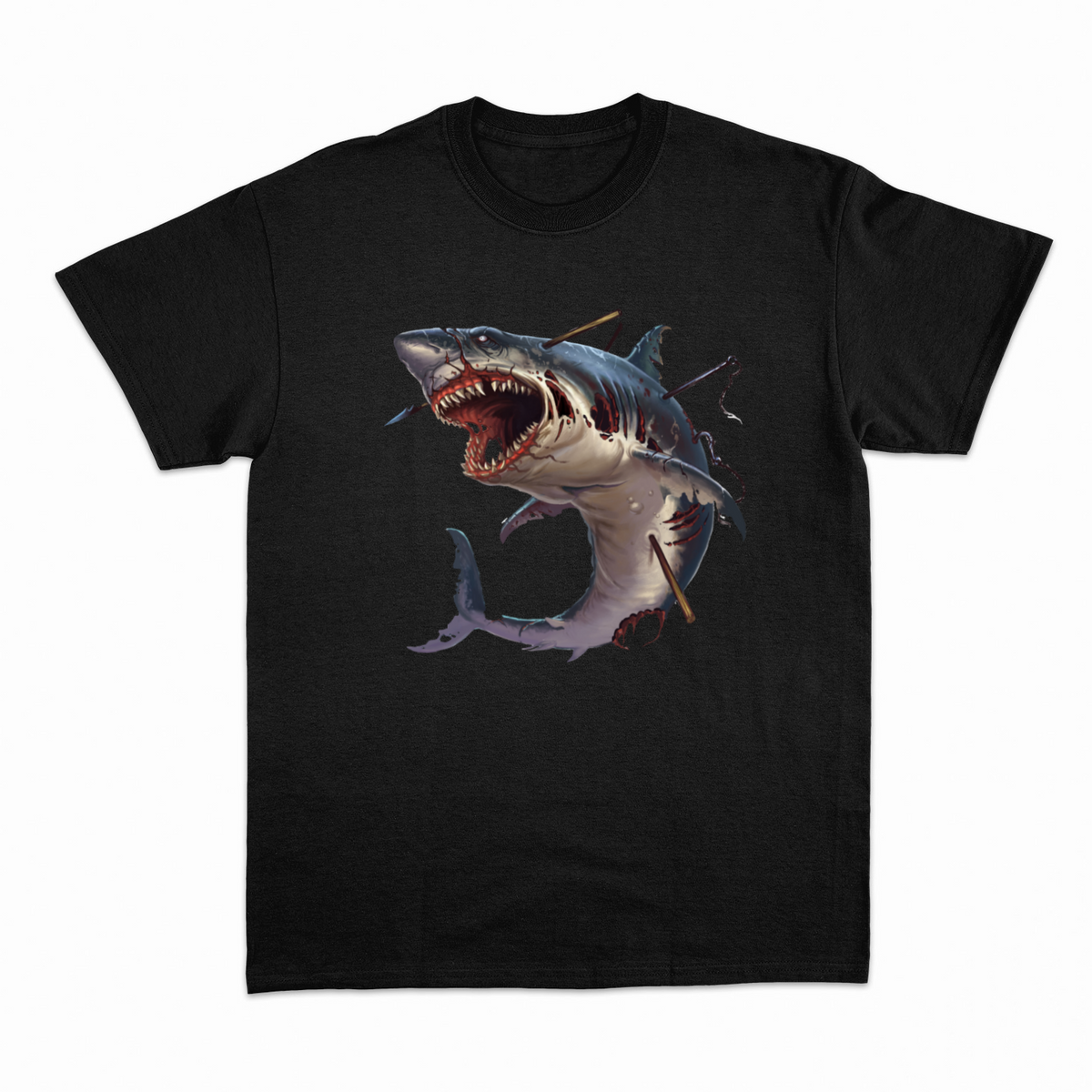 Zombie Shark T-shirt – Horror T-shirt med Zombiehaj – produktbillede 13