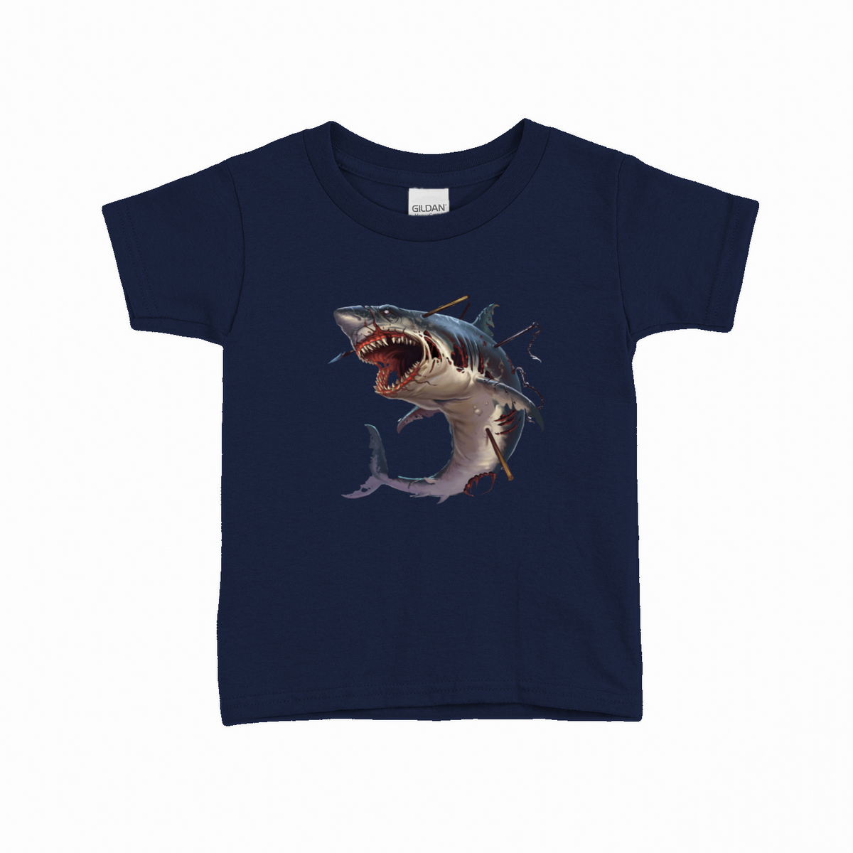 Zombie Shark T-shirt til børn – Horror design – produktbillede 5