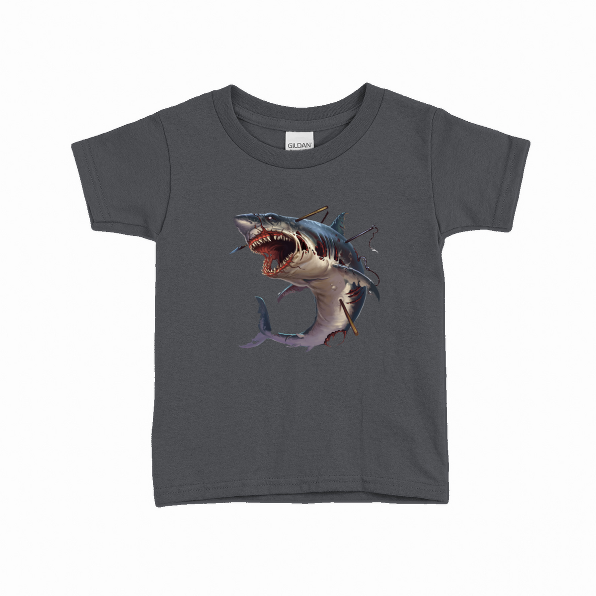 Zombie Shark T-shirt til børn – Horror design – produktbillede 13