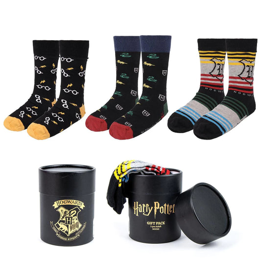 HARRY POTTER SOKKER I FED SORT BOKS / HARRY POTTER - socks pack 3 pieces