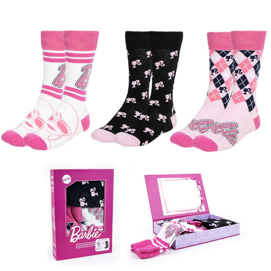 BARBIE - i fed boks med 3 stk. socks pack 3 pieces in box