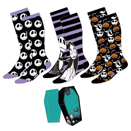 NIGHTMARE BEFORE CHRISTMAS - strømper/sokker pakke fed kisteformet boks 3 stk /socks pack 3 pieces box