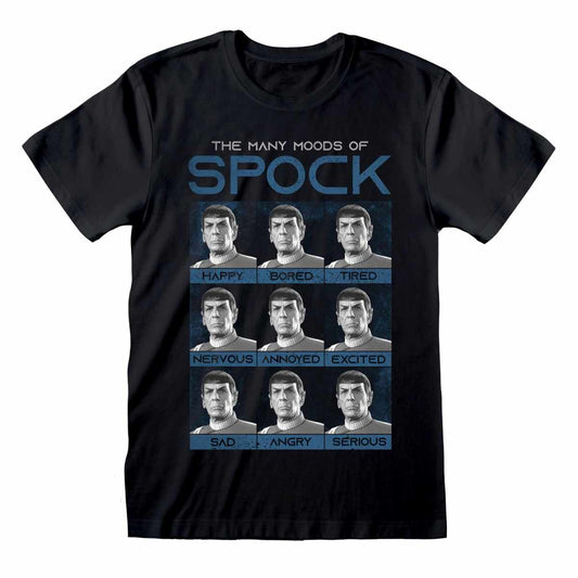 Star Trek - Many Moods Of Spock (Unisex Black T-Shirt) Medium