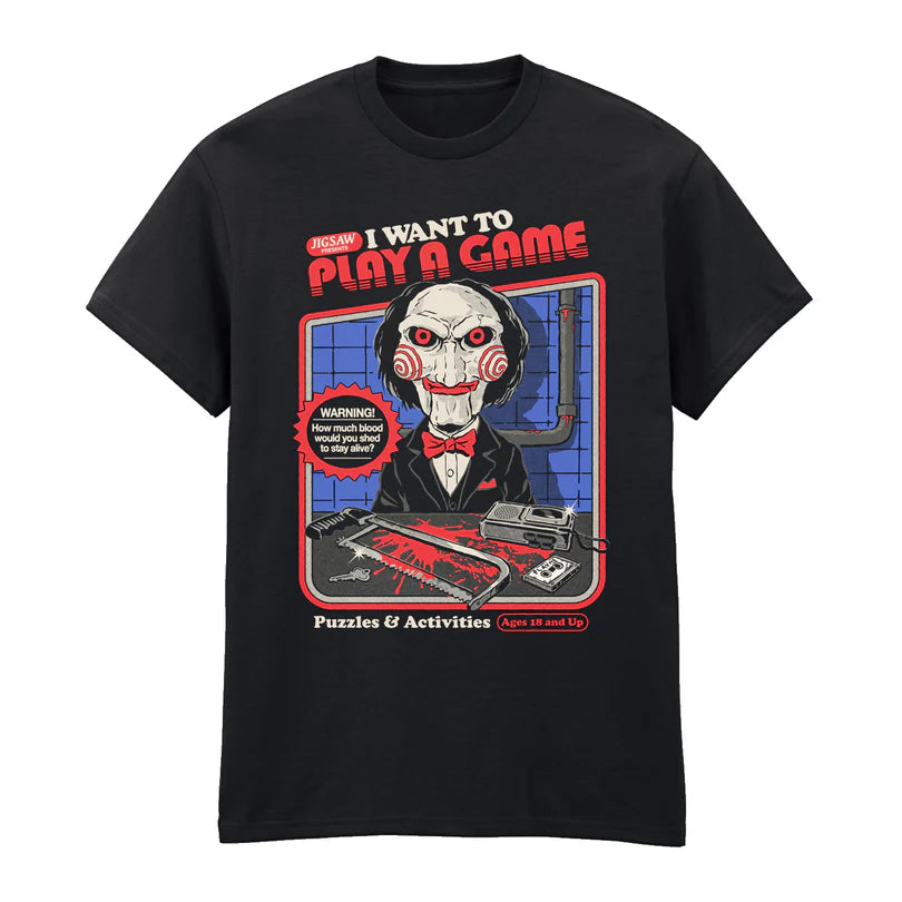 STEVEN RHODES  COLLAB SAW - I WANT TO PLAY A GAME - T-SHIRT
