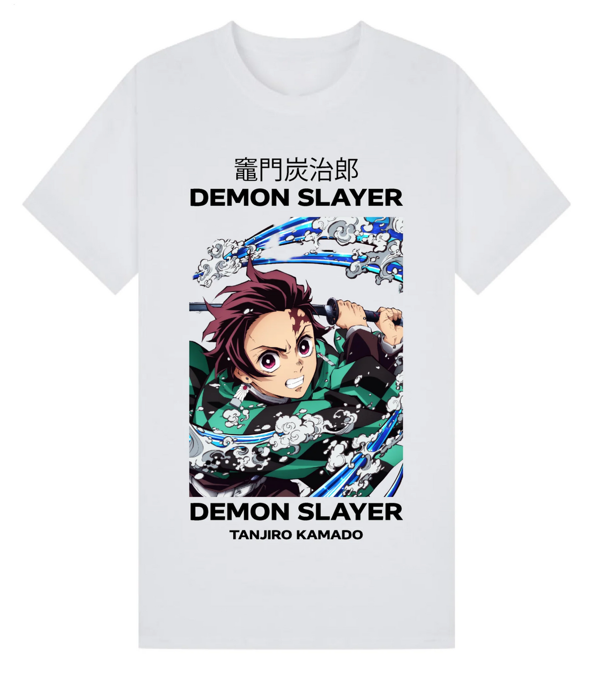 Demon Slayer Whirlpool T-shirt med Tanjiro Kamado – officielt produktbillede