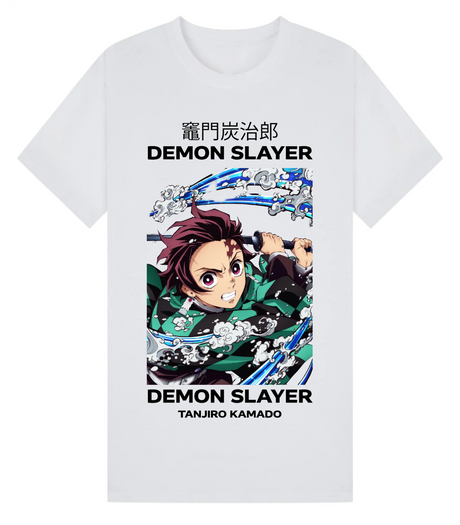 Demon Slayer Whirlpool T-shirt med Tanjiro Kamado – officielt produktbillede