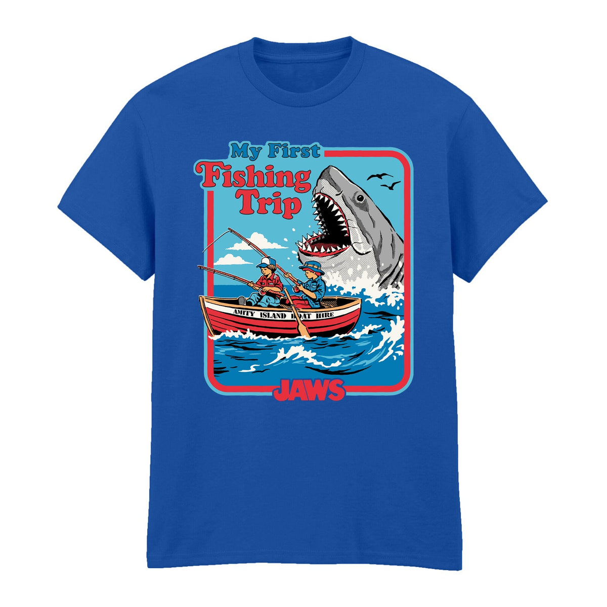 STEVEN RHODES X JAWS - MY FIRST FISHING TRIP BLUE T-SHIRT