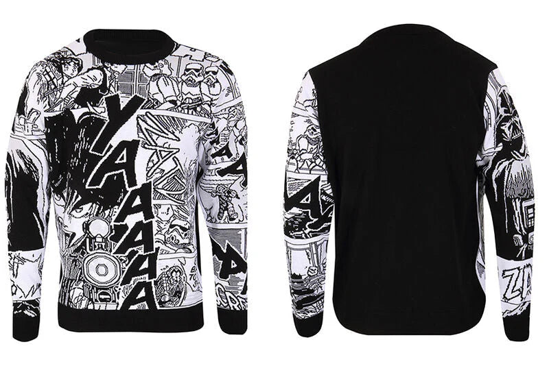 Star Wars Manga Panels sort og hvid julestrik – Christmas Jumper