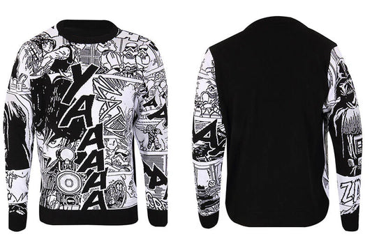 Star Wars Manga Panels sort og hvid julestrik – Christmas Jumper
