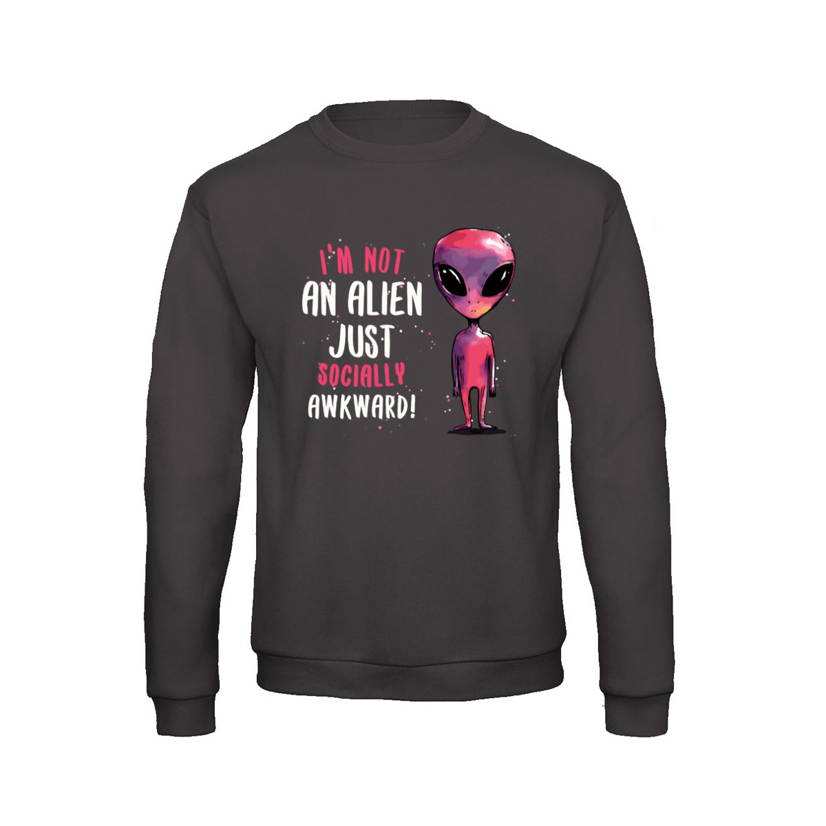 Socially Awkward/alien sweatshirt – Sjovt statement – produktbillede 5