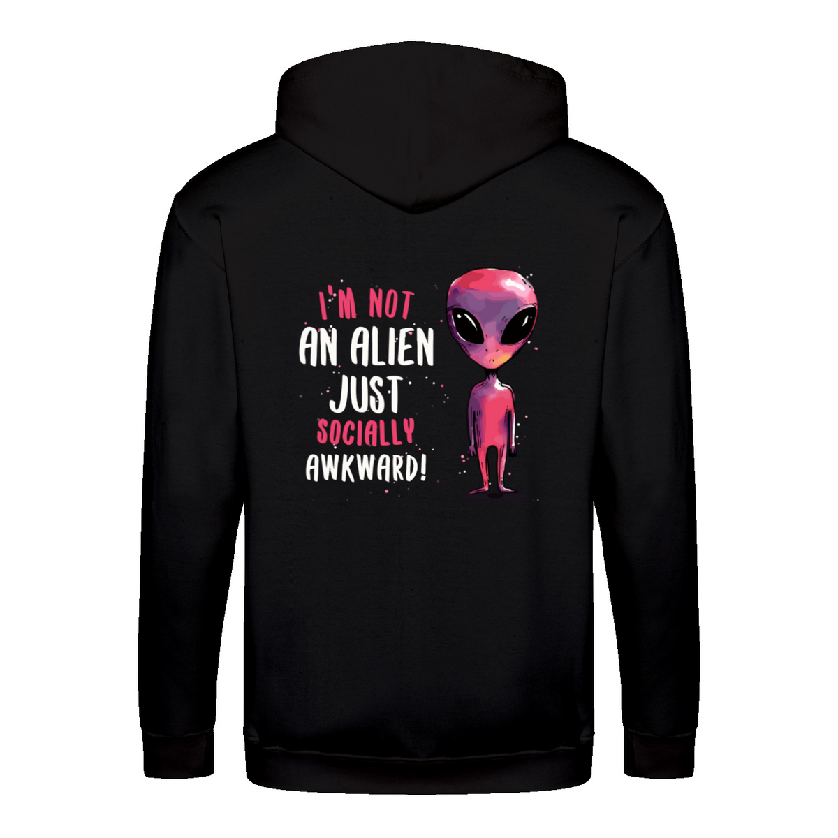 Socially Awkward/alien zip hoodie – Sjovt statement – produktbillede 3