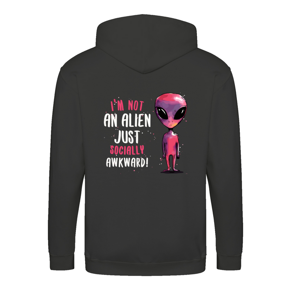 Socially Awkward/alien zip hoodie – Sjovt statement – produktbillede 5