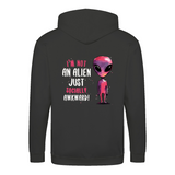 Socially Awkward/alien zip hoodie – Sjovt statement – produktbillede 5