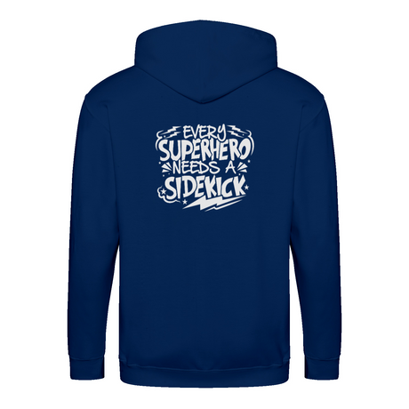 Superhero Needs A Sidekick zip hoodie – Sjovt statement