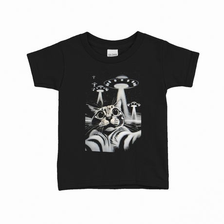 Cat Selfie UFO T-shirt til børn – Sci-fi design
