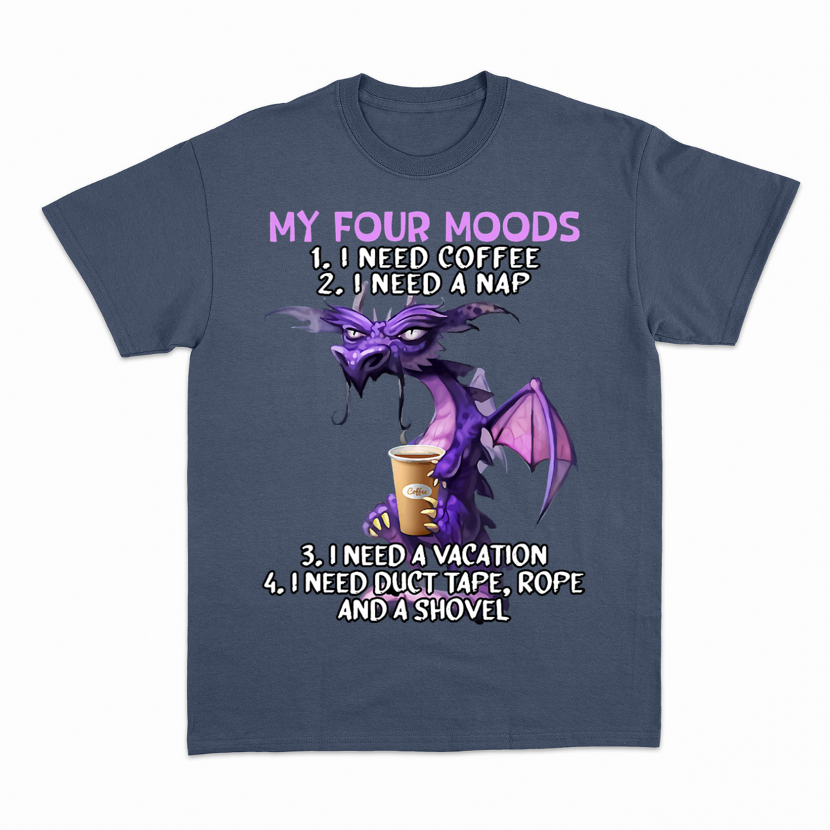 Four Moods T-shirt – Sjov statement T-shirt – produktbillede 3