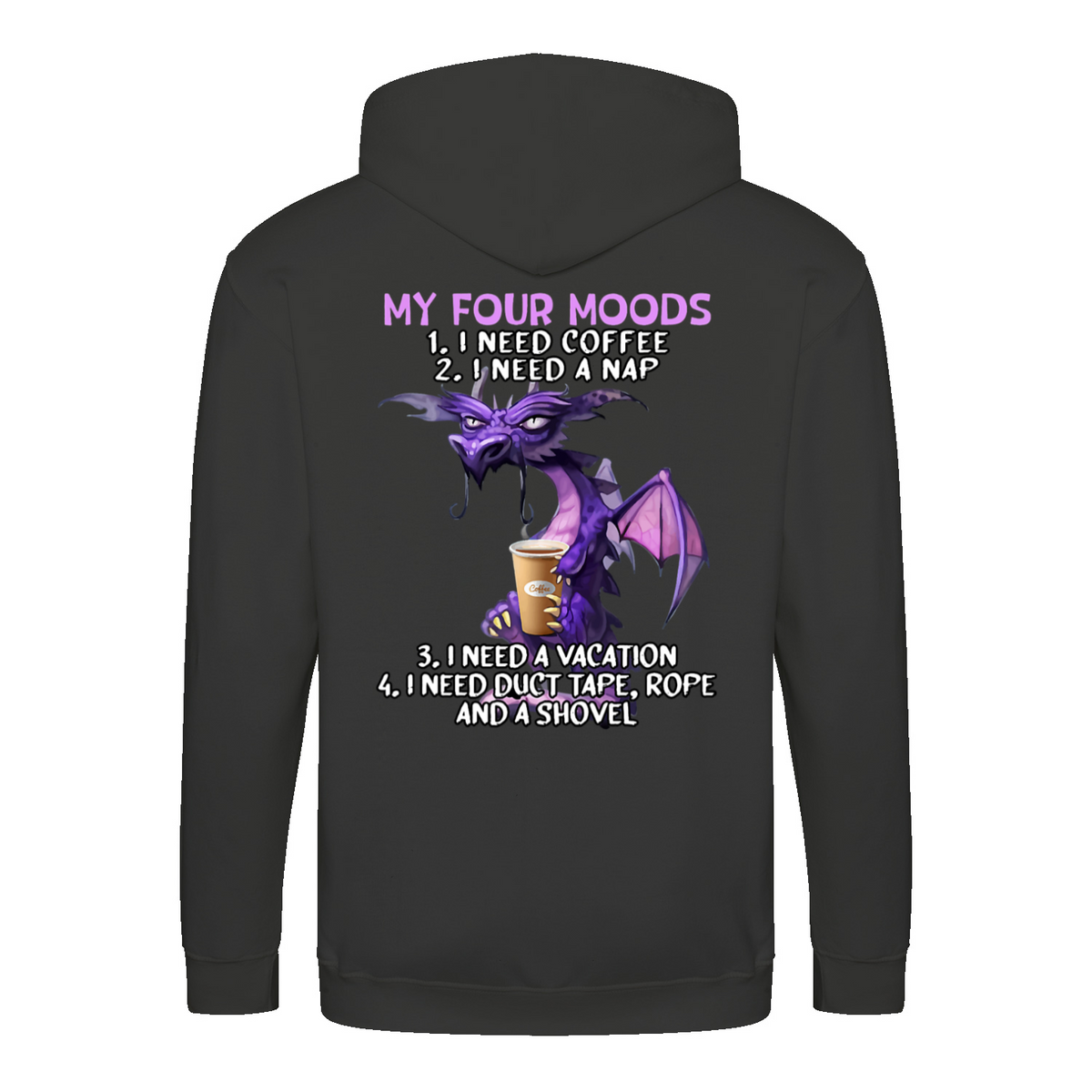 Four Moods zip hoodie – Sjovt statement – produktbillede 8