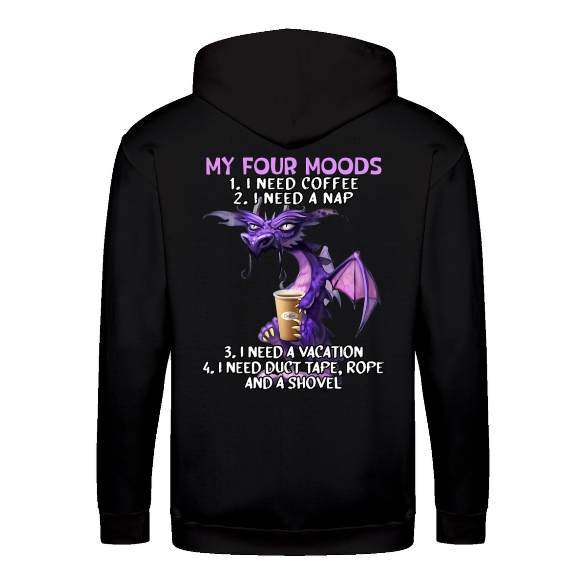 Four Moods zip hoodie – Sjovt statement – produktbillede 6