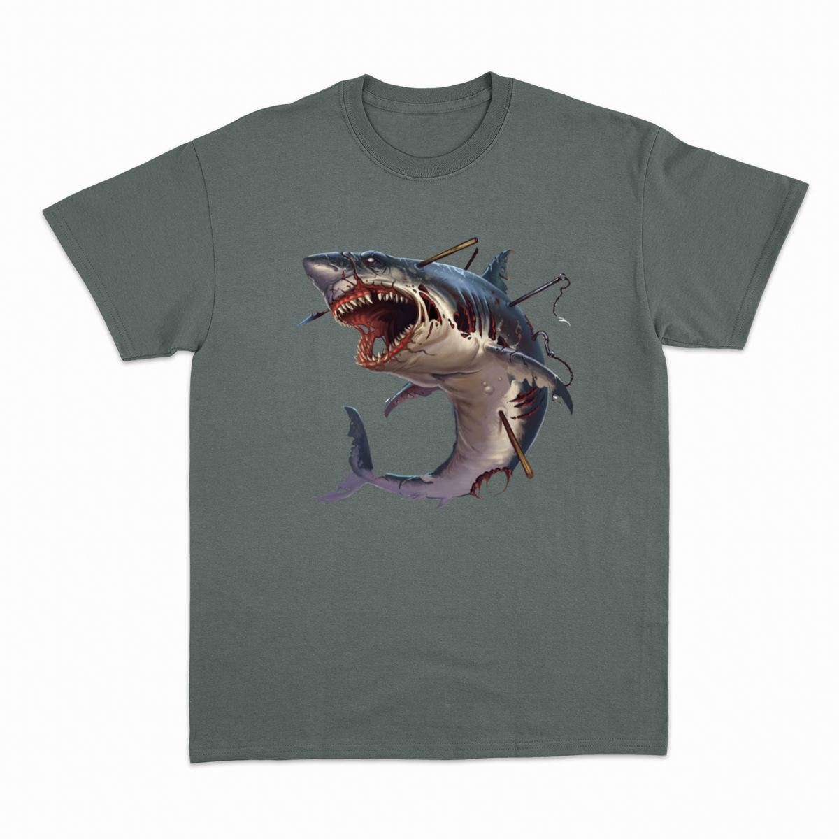 Zombie Shark T-shirt – Horror T-shirt med Zombiehaj – produktbillede 7