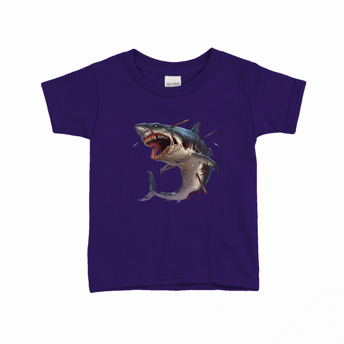 Zombie Shark T-shirt til børn – Horror design – produktbillede 3