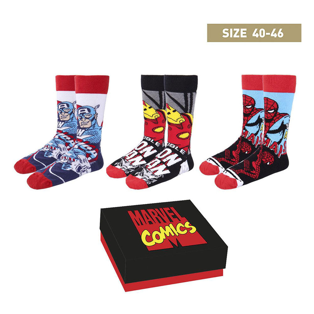 Marvel Avengers sokker i fed boks 3 stk. masser af farver / Marvel Avengers Socks 3-Pack 40-46