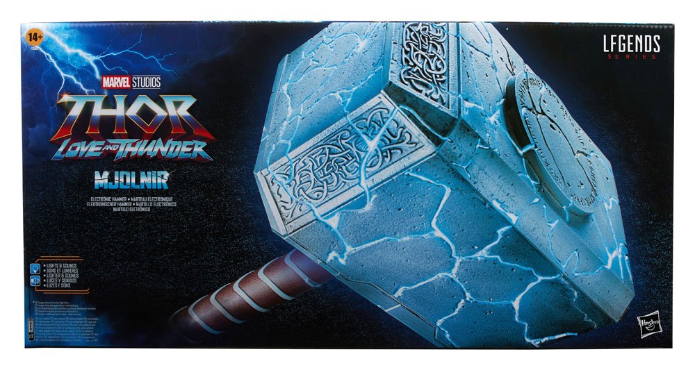 Thor: Love and Thunder Marvel Legends 1/1 Mighty Thor Mjolnir Premium Electronic Rollespilshammer 49 cm